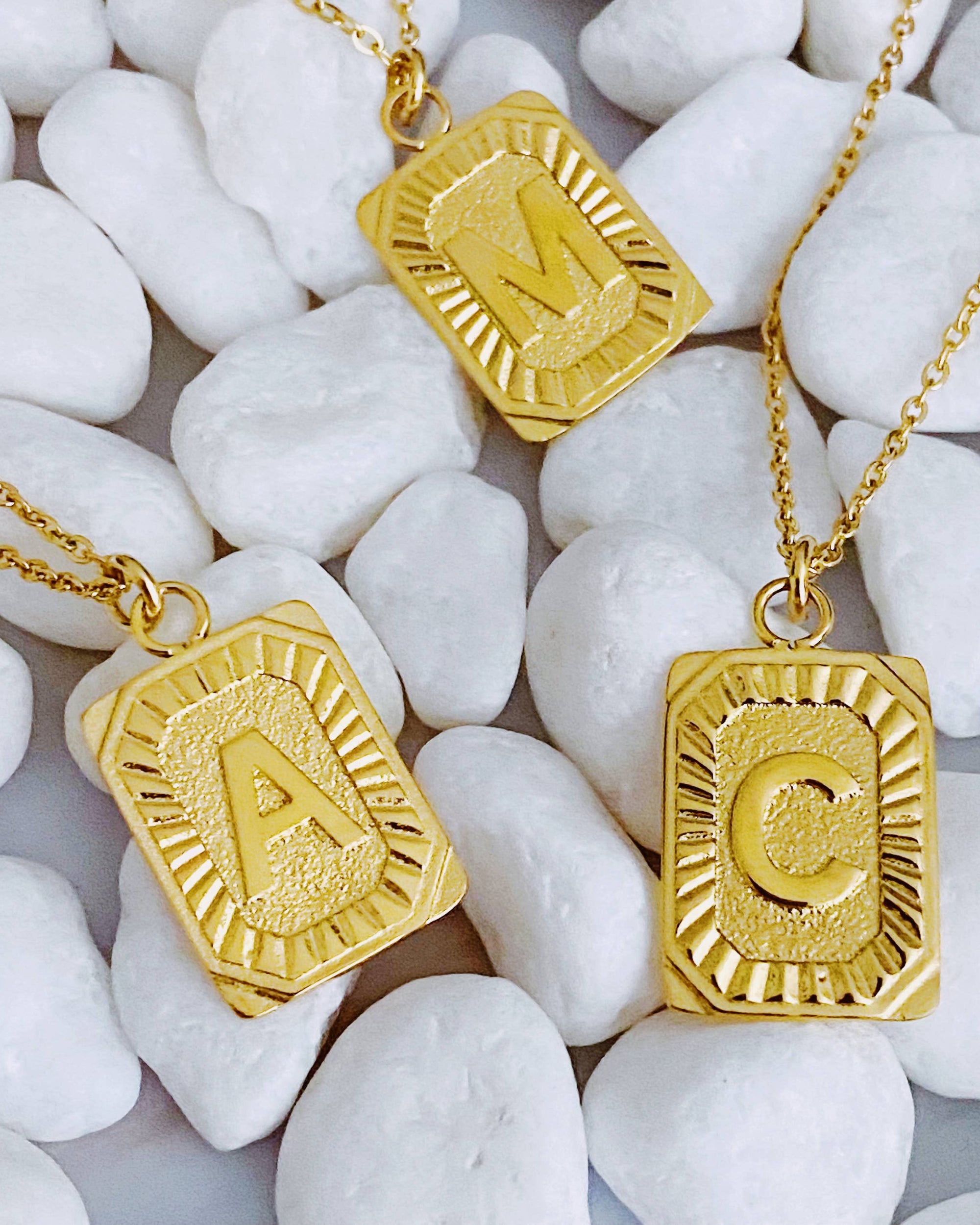 Art Deco Initial Necklace: M - Posh & Cozy