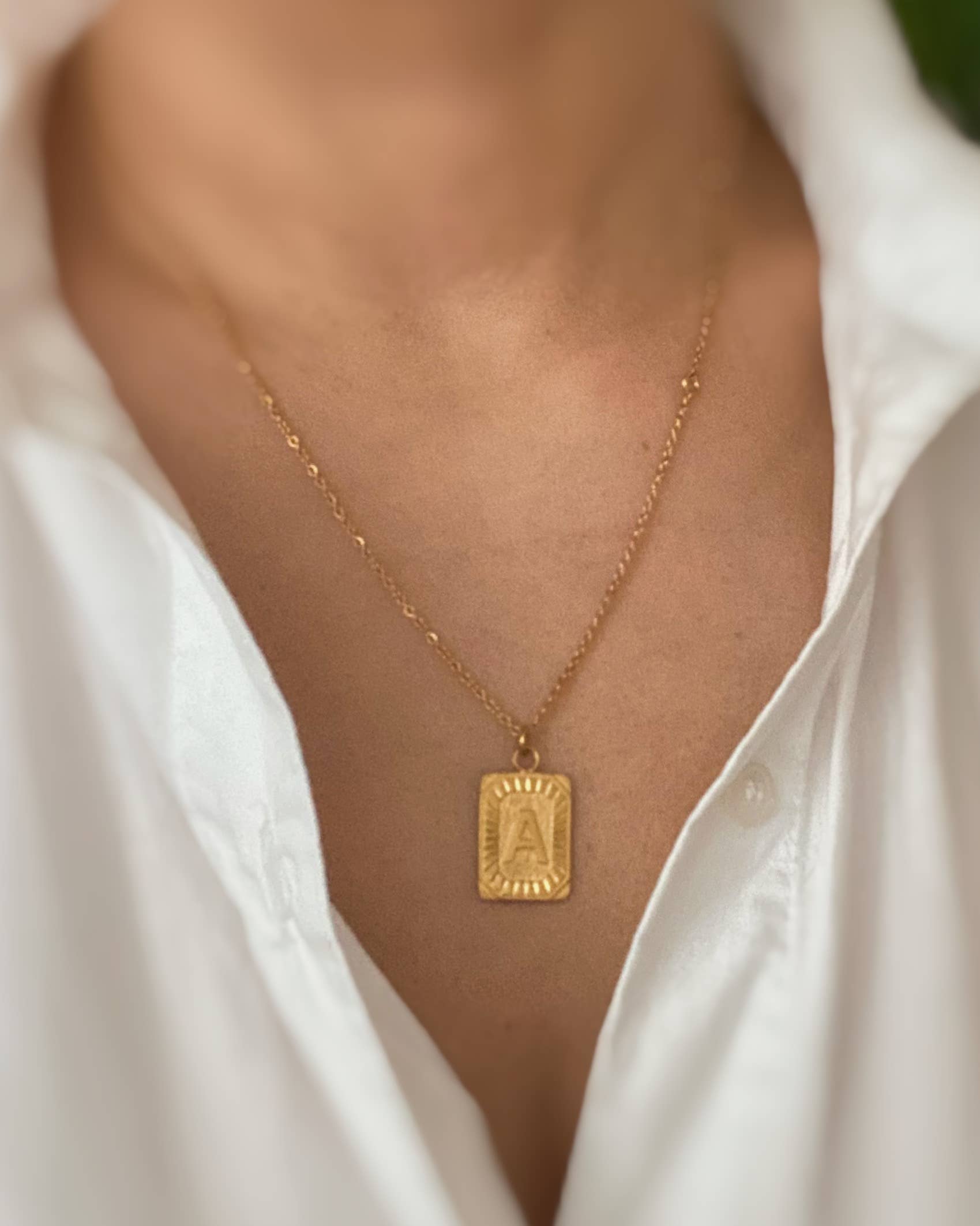 Art Deco Initial Necklace: M - Posh & Cozy