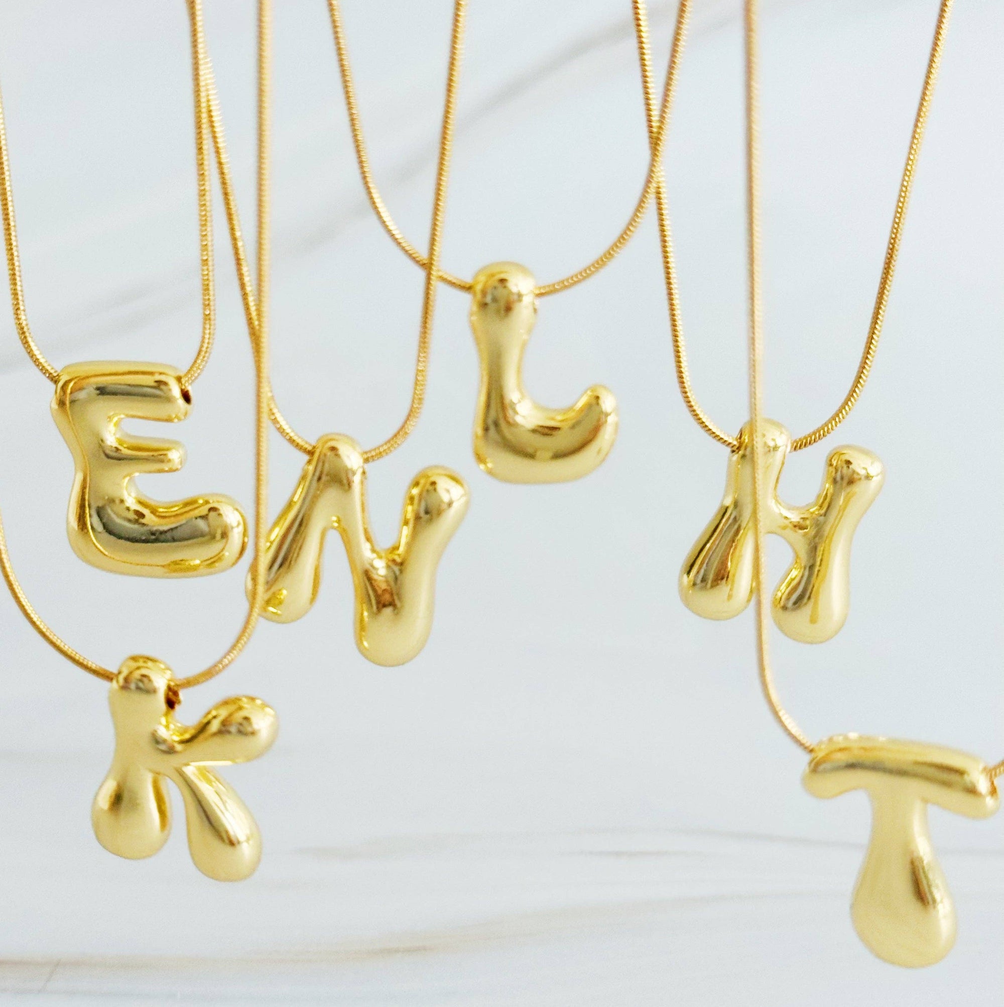 Balloon Letter Initial Necklace: Yellow Gold / M - Posh & Cozy