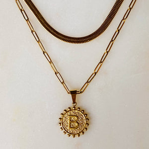 Double Chain Initial Necklace: M - Posh & Cozy