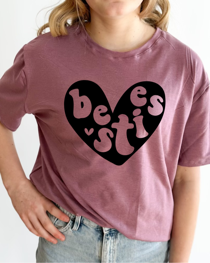 Bestie Heart Tee Shirt - Posh & Cozy