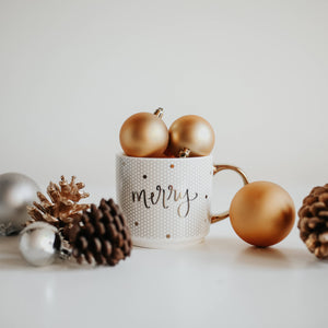 Merry Tile Coffee Mug - Christmas Home Decor & Gifts - Posh & Cozy