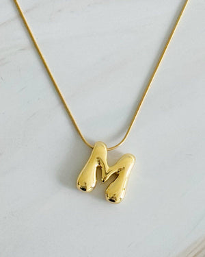 Balloon Letter Initial Necklace: Yellow Gold / M - Posh & Cozy