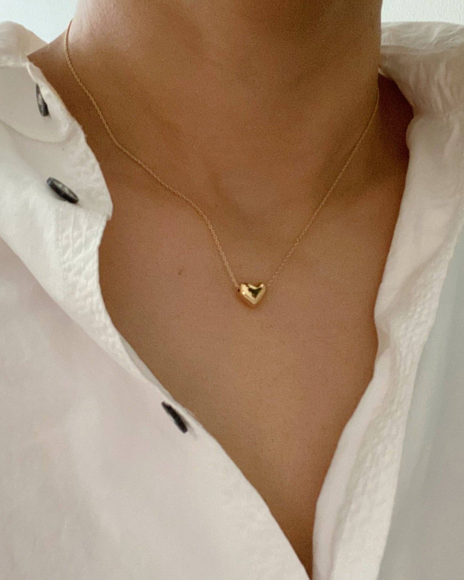 Love Bean Heart Necklace: Gold - Posh & Cozy