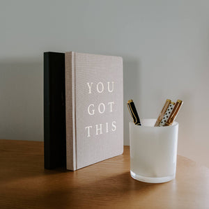You Got This - Tan and Gold Foil Fabric Journal - Posh & Cozy