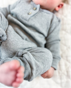 Henley Waffle Romper - Posh & Cozy