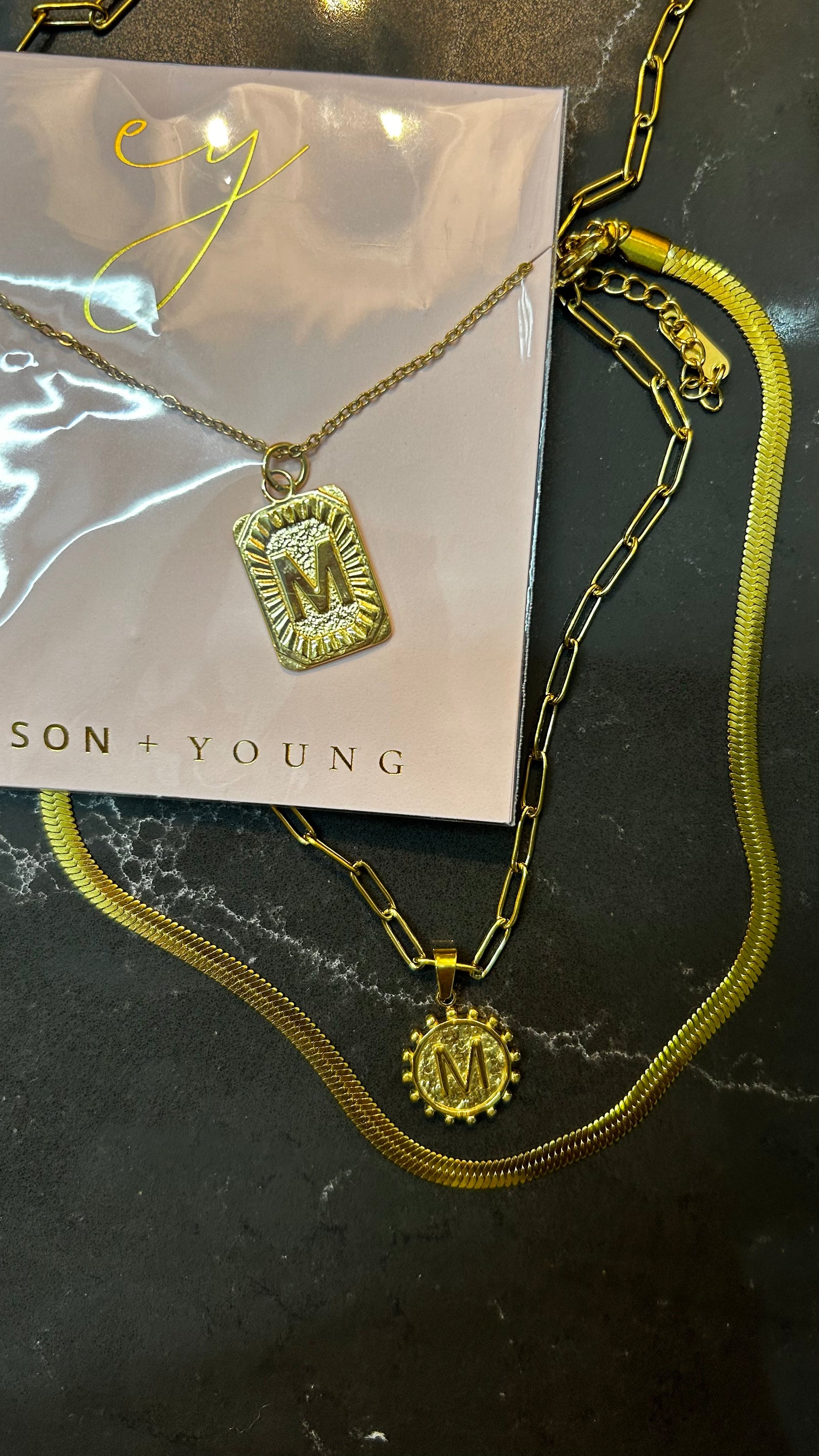 Double Chain M Necklace - Posh & Cozy