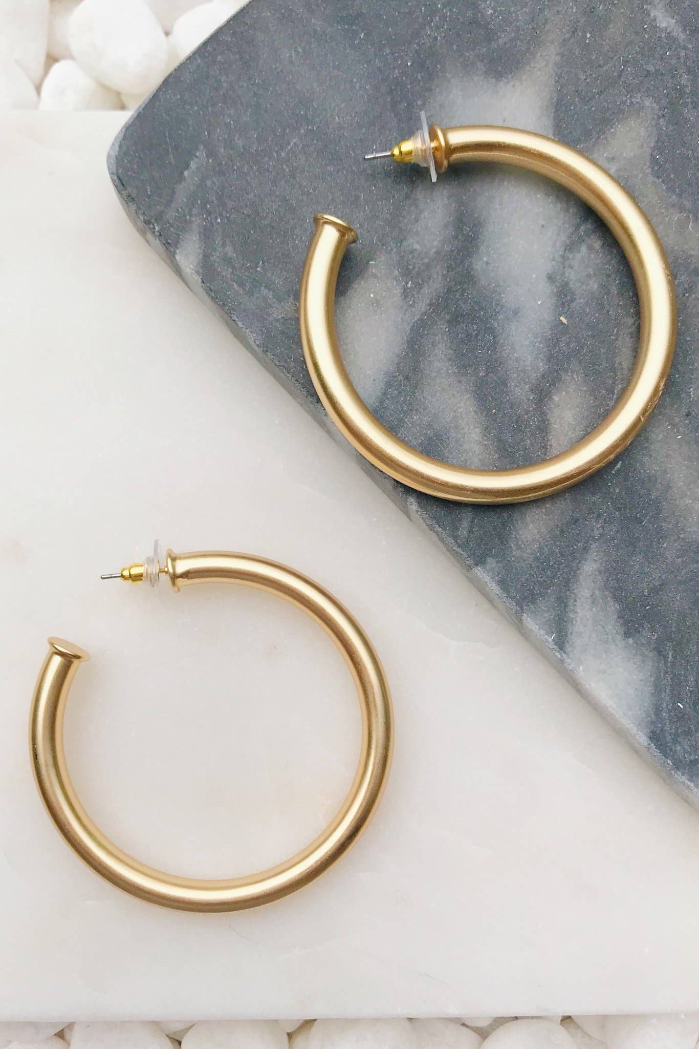 Upper Class Taste Hoop Earrings: Silver / Big - Posh & Cozy
