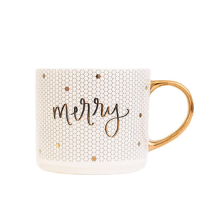 Merry Tile Coffee Mug - Christmas Home Decor & Gifts - Posh & Cozy
