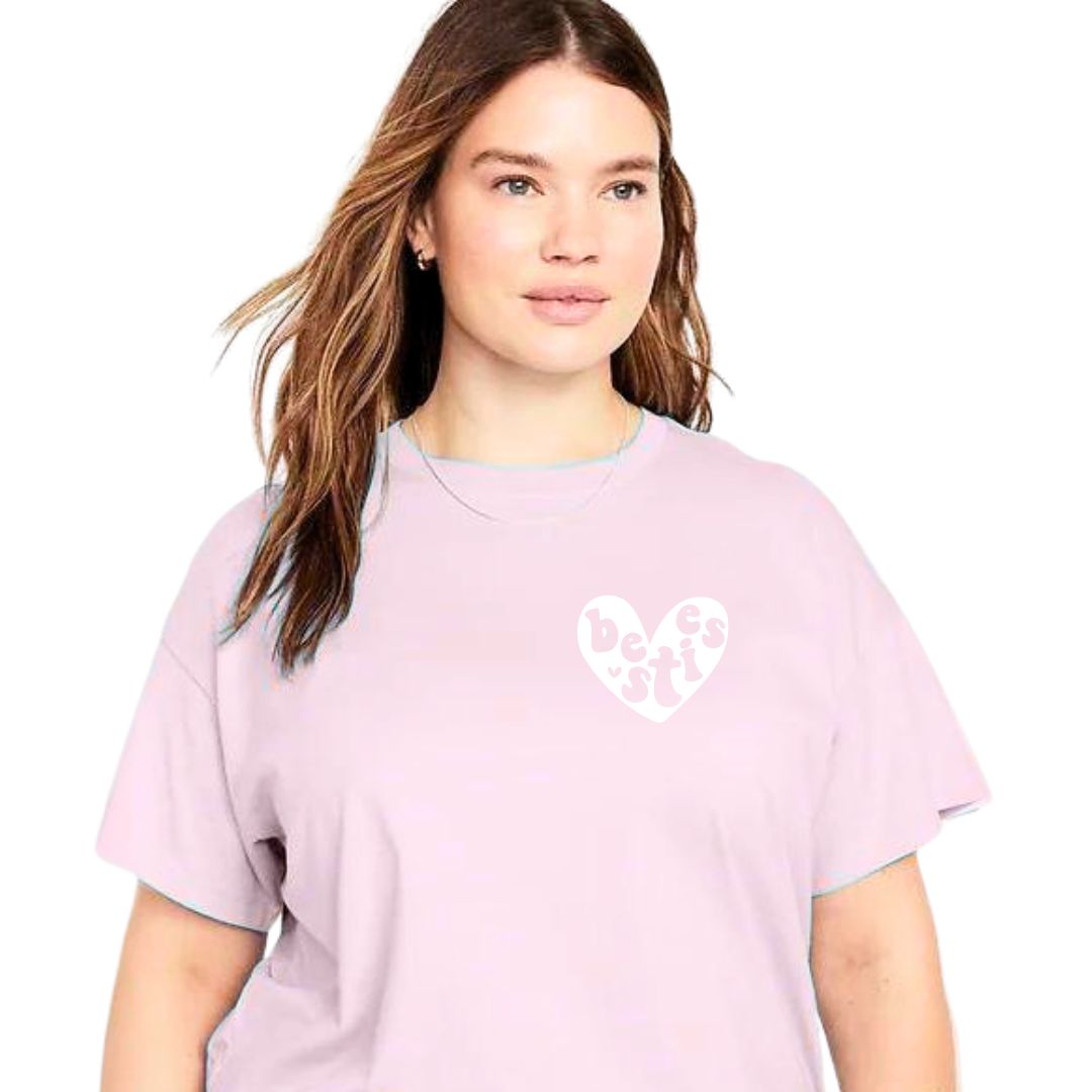 Bestie Heart Tee Shirt Women's - Posh & Cozy
