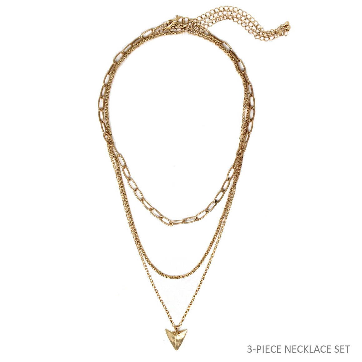 Arrowhead Triple Layered Chain Necklace Set Of 3 - Posh & Cozy
